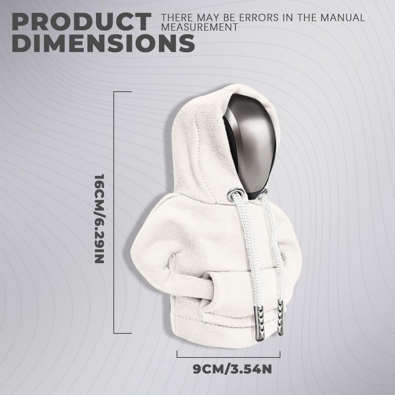 RGOAANC Gear Shift Hoodie, Gear Shift Cover, Fashionable Hoodie Automotive Gear Shift Knob Protector, Car Accessories Mini Sweater Gear Shift Knob Cover for Car Gear Shift Levers (White) - Image 2